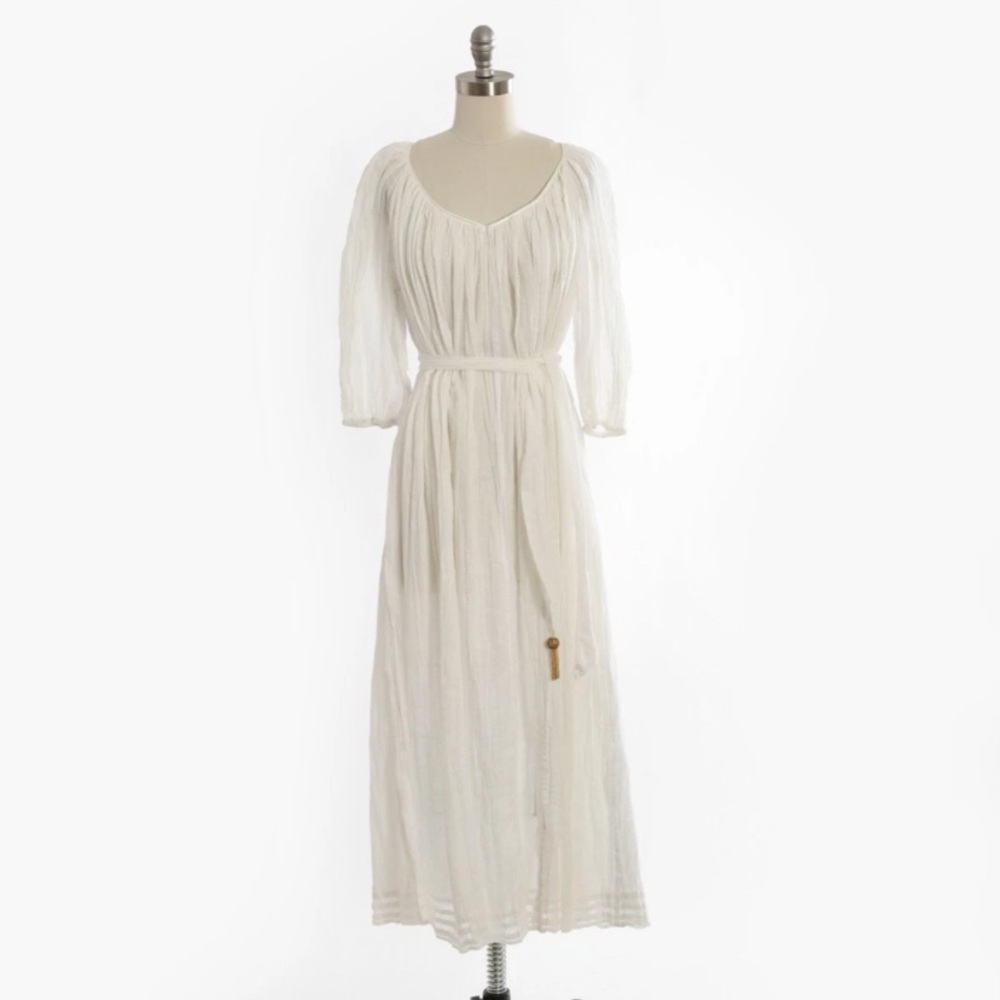 Soft Surroundings white cotton gauze maxi dress Sz. L